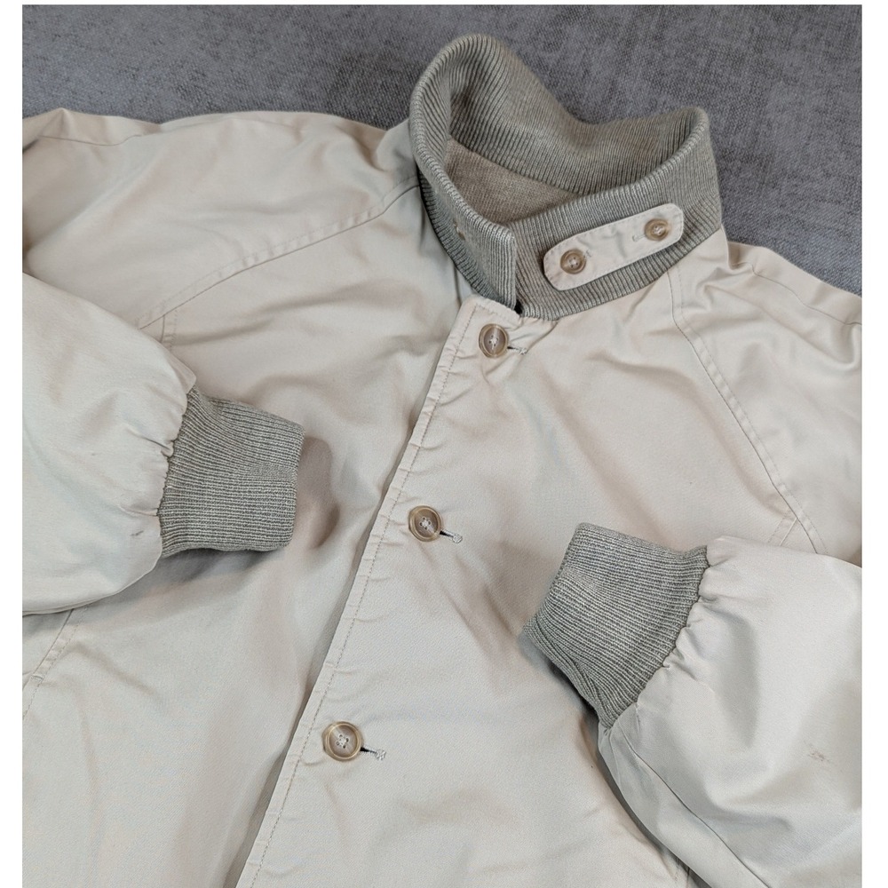 Izod Lacoste Harrington Jacket Mens L Beige Reversible Vintage Bomber Coat Knit